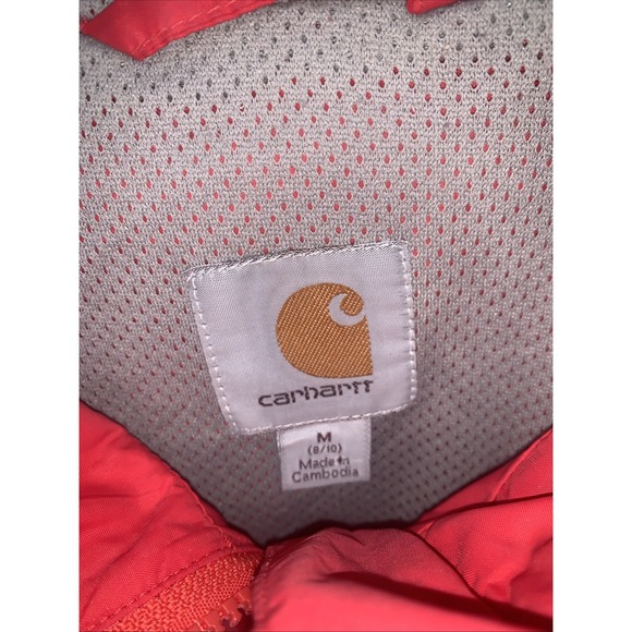 Carhartt Zippered Mesh Lined Hooded Jacket Lightweight Snap Pockets Medium 8/10 - Picture 3 of 10